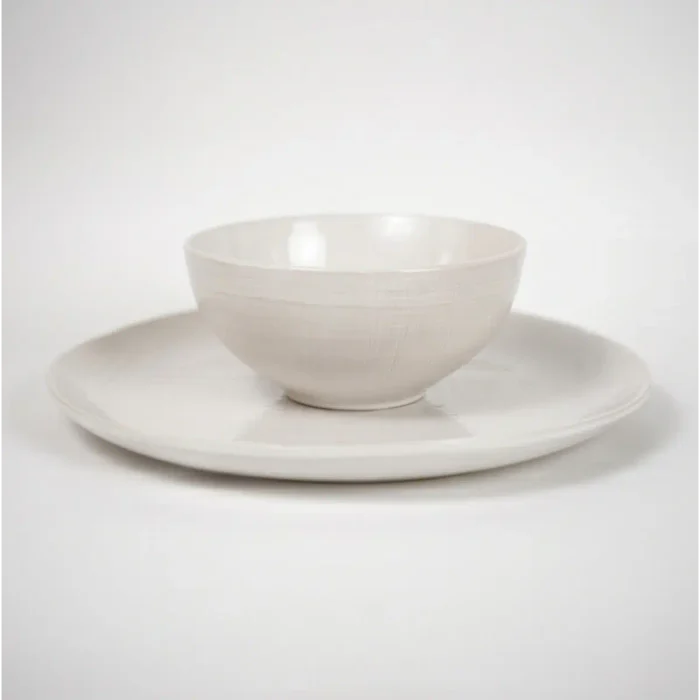 Beige Gridded Dinner Plate