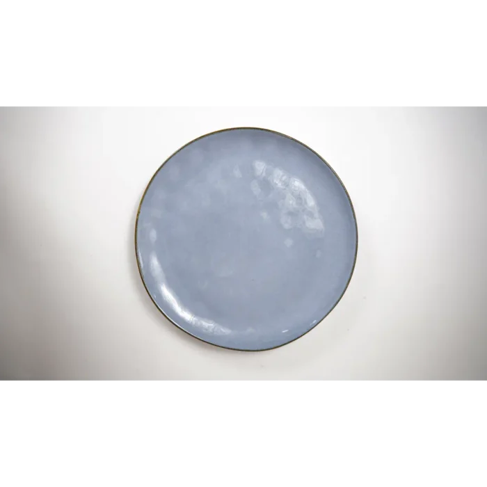 Blue  Dinner Plate with Brown Rim