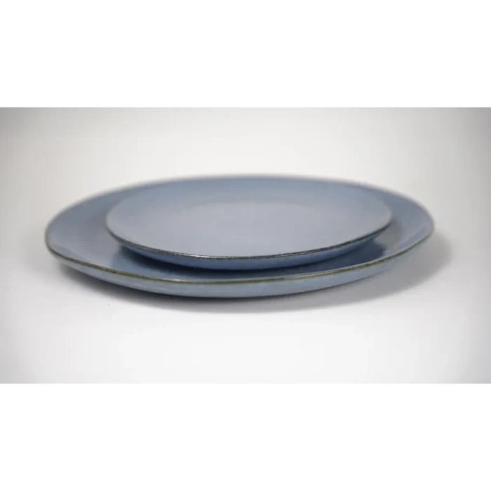 Blue Grid Dinner Plates