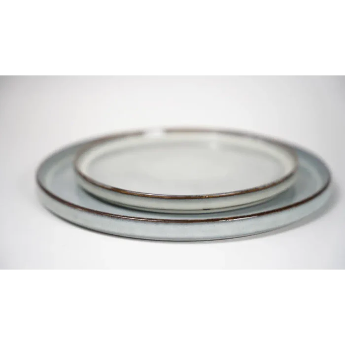 Blue Japanese Style Small Plates with Brown Rim