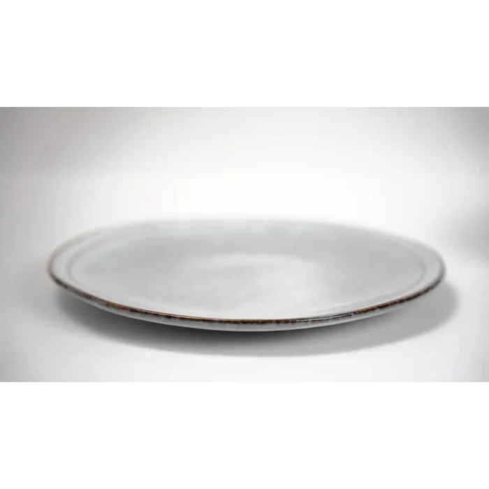 Blue Spiral Small Plate with Brown Rim