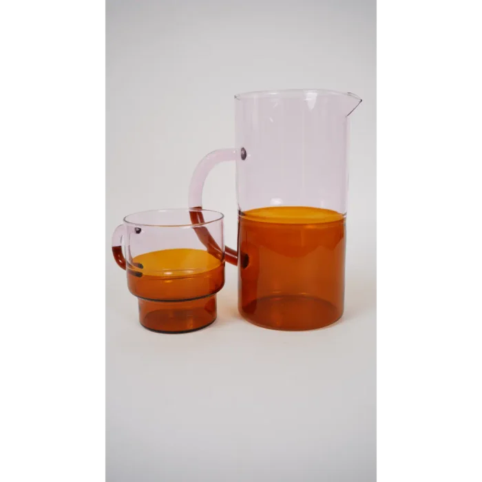 Borosilicate Stackable Glass Mug (Pink/Amber)