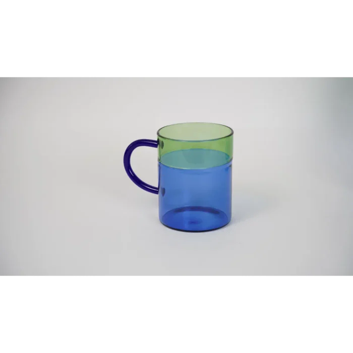 Borosilicate Straight Glass Mug (Green/Blue)