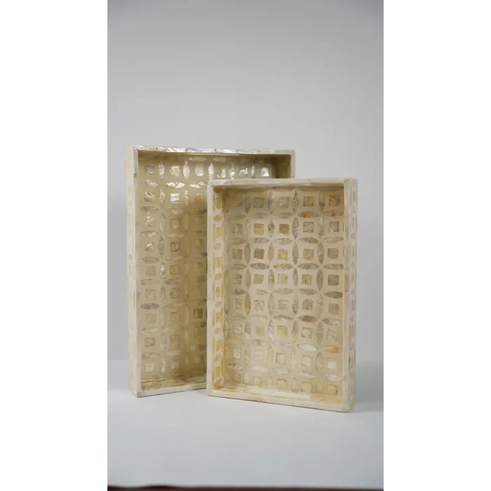 Large Beige Cross Shell Tray Set