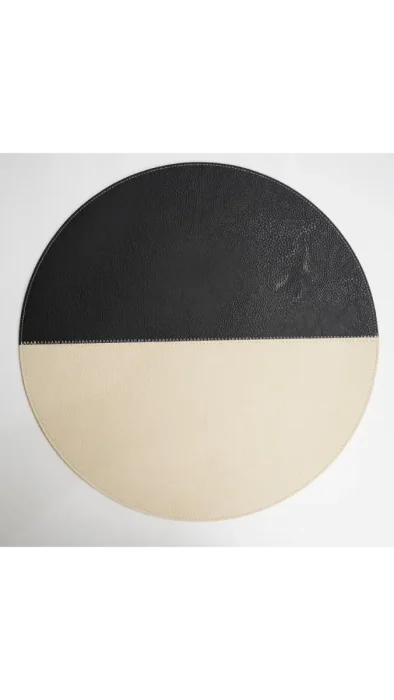 Leather Black and Beige Sous-Plats