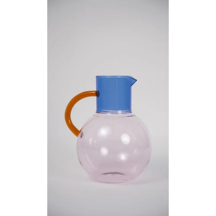 Round Glass Pitcher (Blue/Pink)