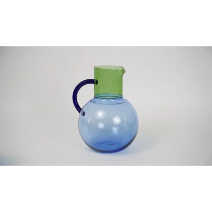 Round Glass Pitcher (Green/Blue)