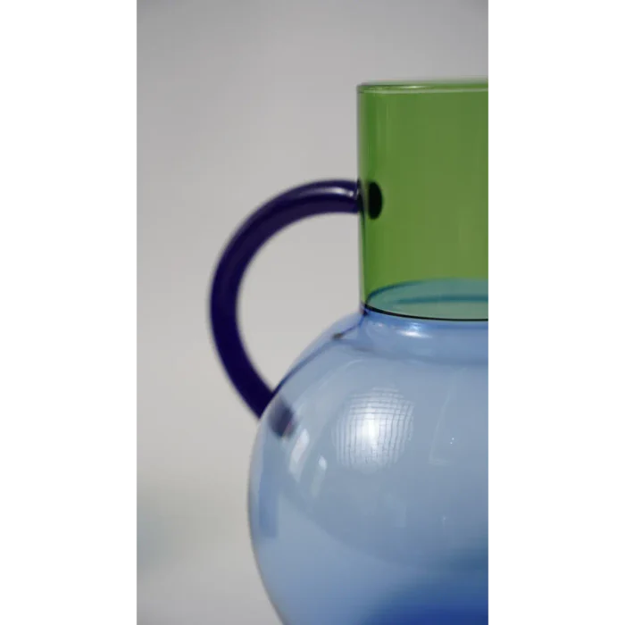 Round Glass Pitcher (Green/Blue)
