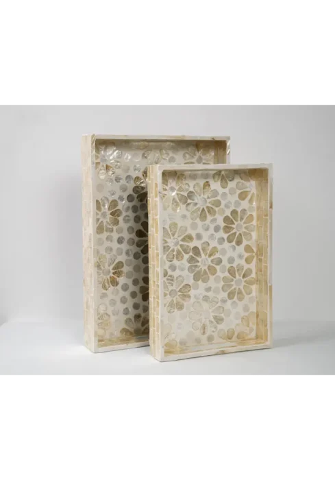 Small Beige Flower Shell Tray Set