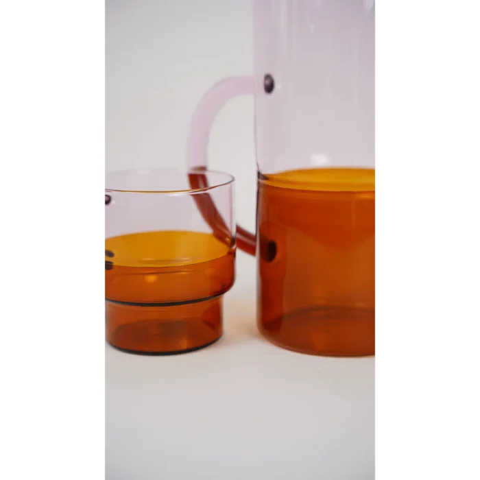 Straight Glass Pitcher (Pink/Amber)